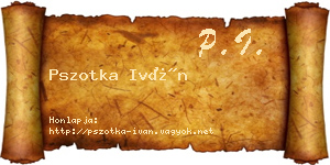Pszotka Iván névjegykártya